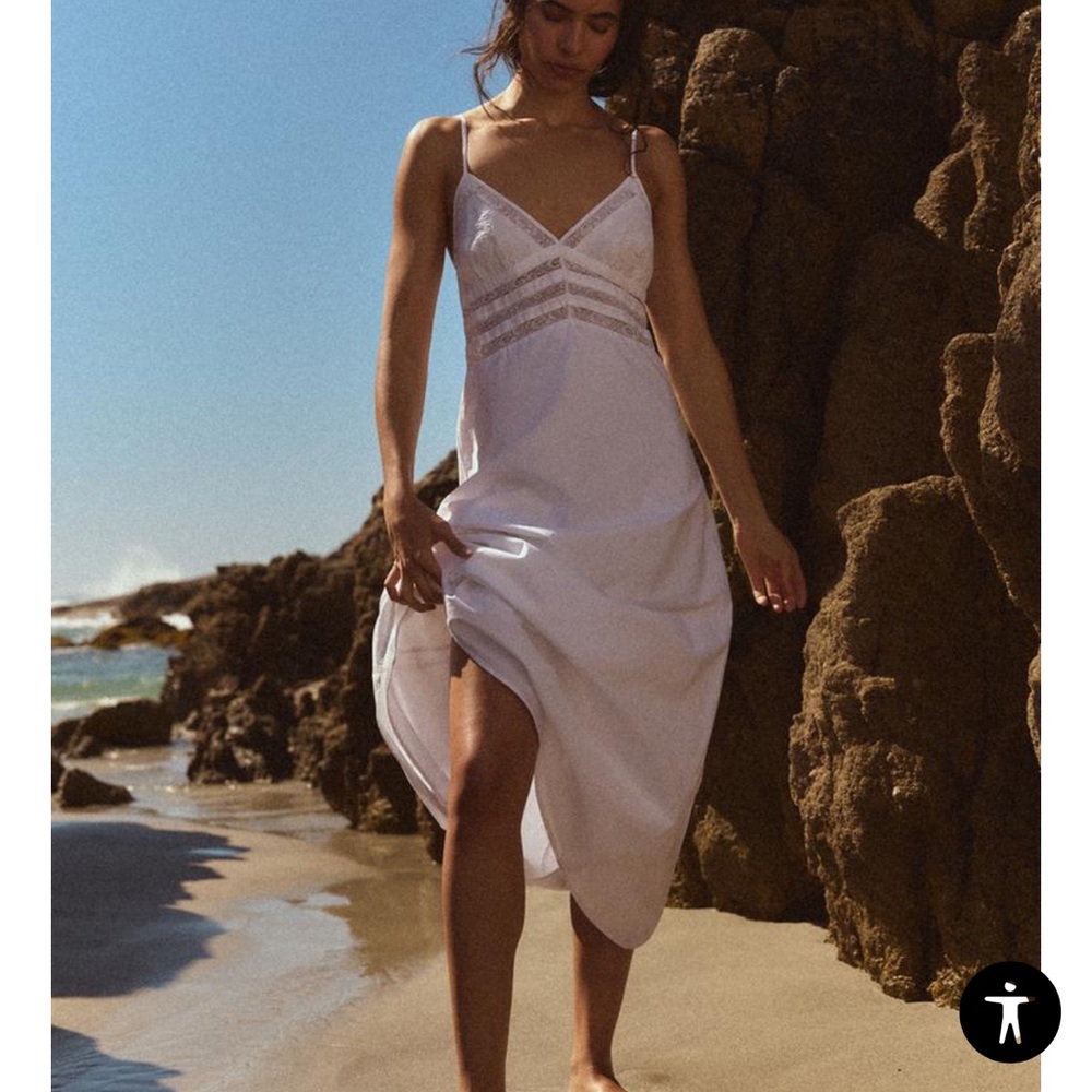 Zara Elegant White Midi Dress